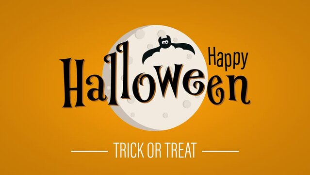 Happy Halloween – Animation in cartoon style with a moon, a bat and text