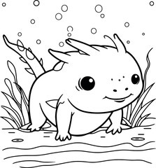 Cute Axolotl Coloring page