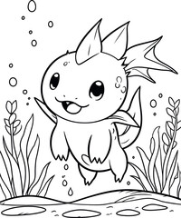 Cute Axolotl Coloring page