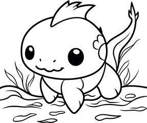Cute Axolotl Coloring page