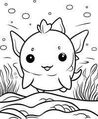 Cute Axolotl Coloring page