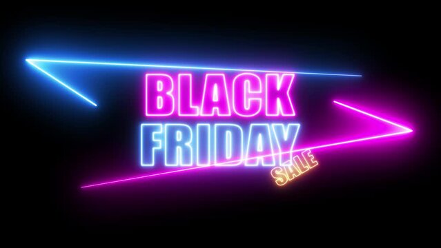 black friday sale even shopping blackfriday neon stile with neon frame black friday animation 4k looping alpha animation