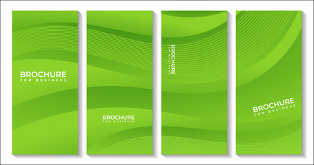 set of brochures with abstract modern green curve bio background
