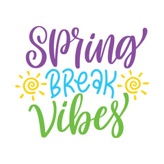 Spring break T shirt graphics. Handwritten modern brush lettering. Hand drawn design elements. Vector illustration.