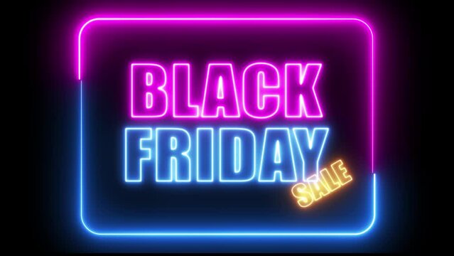 black friday sale even shopping blackfriday neon stile with neon frame black friday animation 4k looping alpha animation