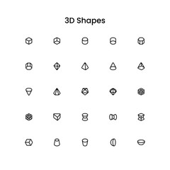 3D Shapes Outline Icon Set