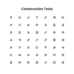 Construction Tools/Equipment Outline Icon Set