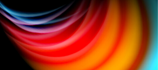 Rainbow color wave lines on black. Techno or business abstract background for posters, covers, banners, brochures, websites