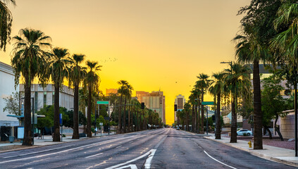 Washington Street in Downtown Phoenix - Arizona, United States - obrazy, fototapety, plakaty