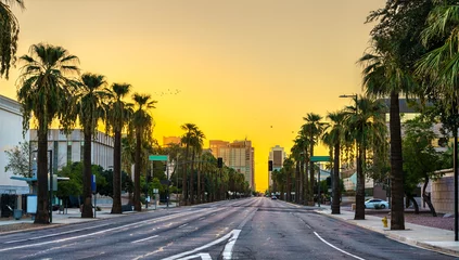 Fotobehang Washington Street in Downtown Phoenix - Arizona, United States © Leonid Andronov