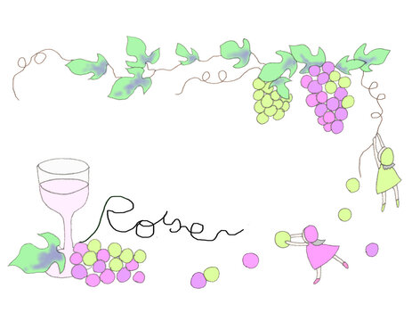  Rose wine and grapes