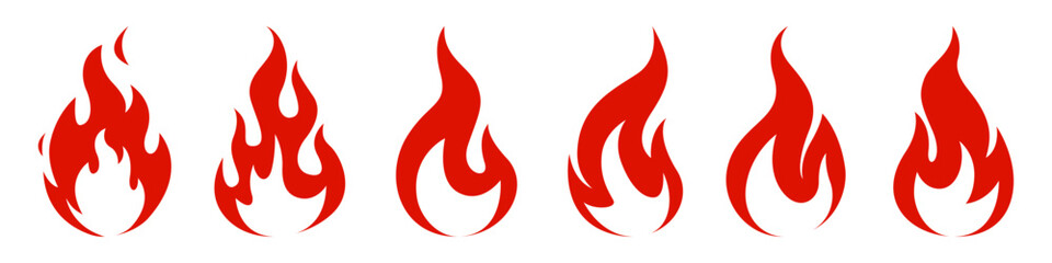 Fire icon. red fire flames design vector set illustration	