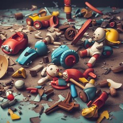 broken toy illustration background