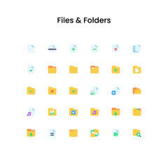 Files and Folders Flat Icon Set