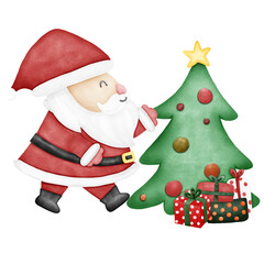 santa claus and christmas tree