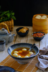 chinese glutinous rice ball or ronde jahe