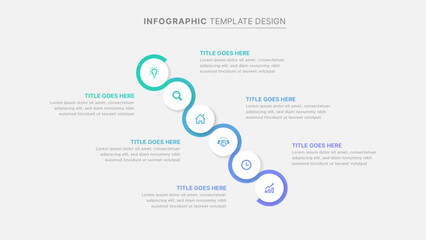 Circle Round Wave Infographic Design Template with Six Options - obrazy, fototapety, plakaty