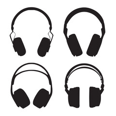 headset silhouette isolated black on white background