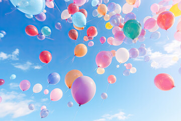 Fototapeta premium colorful balloons floating in the blue sky