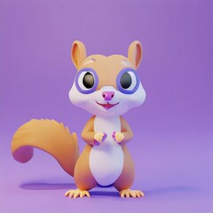 cute little baby squirrel  with big black eyes. Fantasy monster. Small Funny Cartoon character. Fairy tale. Isolated on black background.. AI Generated.