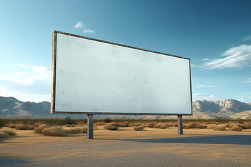 an empty blank billboard empty poster on a deserted road