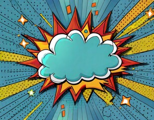 comic abstract pop art background with thunder illustration. AI Generated.
