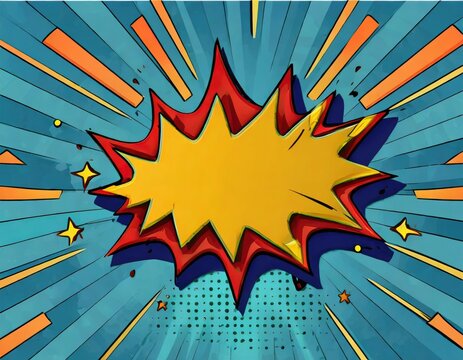 comic abstract pop art background with thunder illustration. AI Generated.