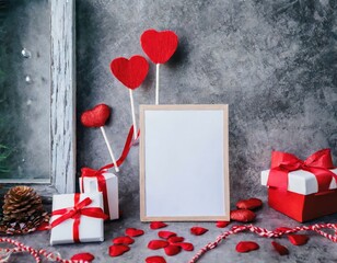 Valentine blank mockup decoration with copy space. AI Generated.