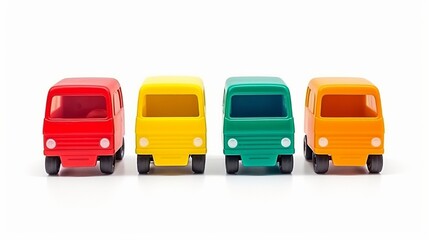 Color toy car. Colorful toy truck isolated on white background. Plastic car.