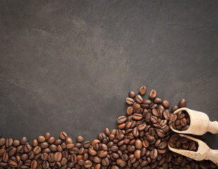 Coffe concept with coffee beans with copy space