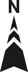 Black north symbol. North sign.	