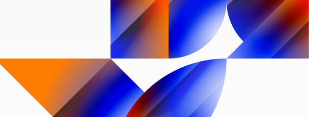 Fototapeta premium Serene gradient template. Circles and triangles mingle in minimalist perfection. Gentle fusion of forms and hues creates balanced yet captivating backdrop, embodying modern sophistication