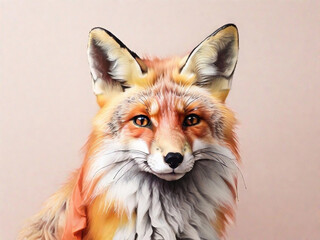 fox with soft pastel palette background illustration