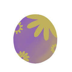 Illustration of purple Easter eggs pattern flowers on a white background