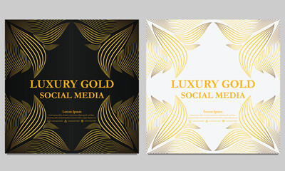 golden floral social media template. suitable for social media post, web banner, cover and card