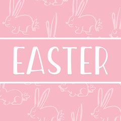 Digital png illustration of rabbits with easter text on transparent background