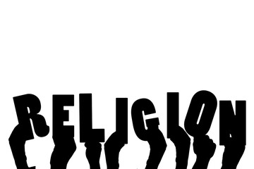 Obraz premium Digital png illustration of hands holding religion text on transparent background