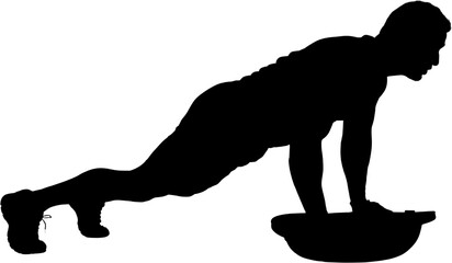 Digital png silhouette image of man exercising on transparent background