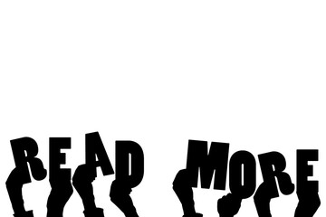 Digital png illustration of hands holding read more text on transparent background