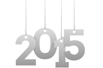 Digital png illustration of 2015 number hanging on strings on transparent background
