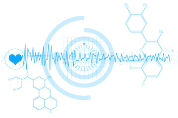 Digital png illustration of blue hearts, lifeline and digital circles on transparent background