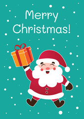 christmas card with santa claus. Christmas poster. Merry Christmas. Happy New Year.