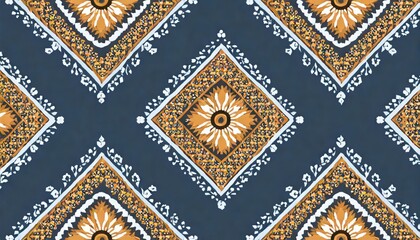 Ikat geometric folklore ornament. Tribal ethnic texture. Seamless striped pattern in Aztec style - obrazy, fototapety, plakaty