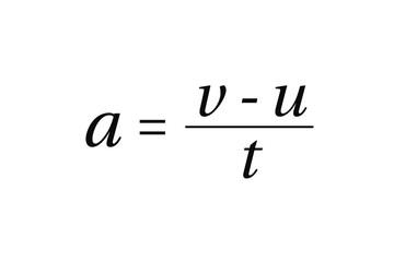 Acceleration Formula on the white background. Education. Science. Important Physics Formula. Vector illustration.