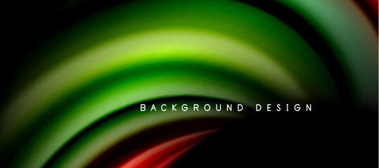 Rainbow color wave lines on black. Techno or business abstract background for posters, covers, banners, brochures, websites