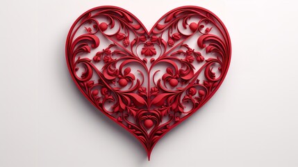 3D Valentine's Day red hearts. Generative Ai.