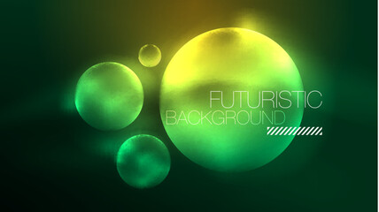 Neon glowing circles, magic energy space light concept, abstract background wallpaper design