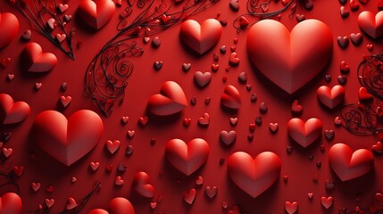 A floating red heart background for Valentine's Day. Generative Ai.