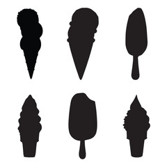 ice cream silhouette isolated black on white background