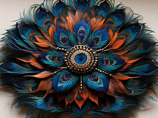mandala made of peacock feathers illustration